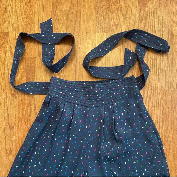 Rebecca Taylor Jacquard Silk Speckled Dot Pant in Navy Comb size 0 - Picture 5 of 13